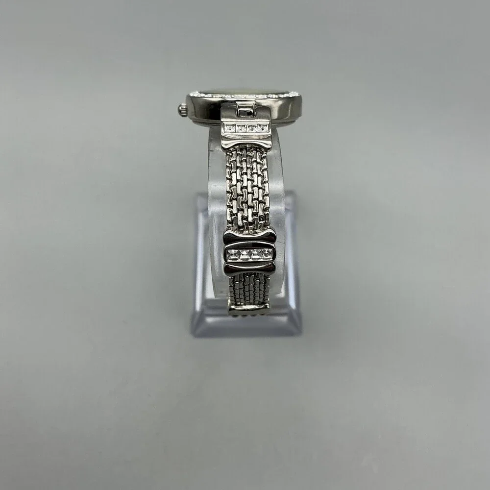 Anne Klein Womens Watch 26mm MOP Dial Silver Tone Crystals New Battery 7.25